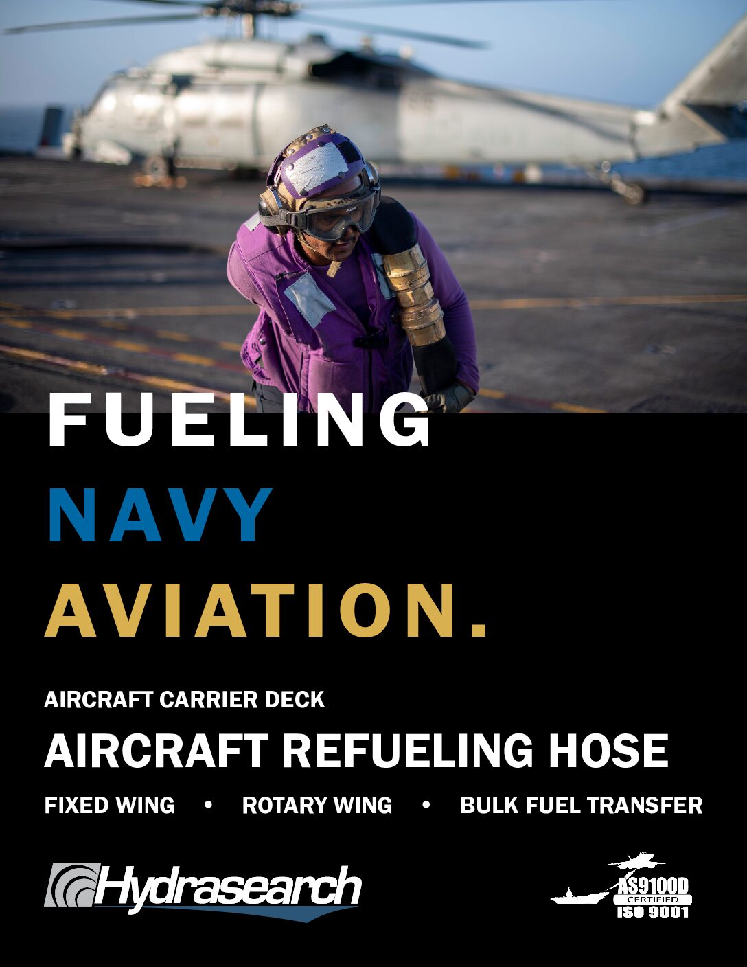 Hydrasearch - Flexibles de ravitaillement de pont pour porte-avions